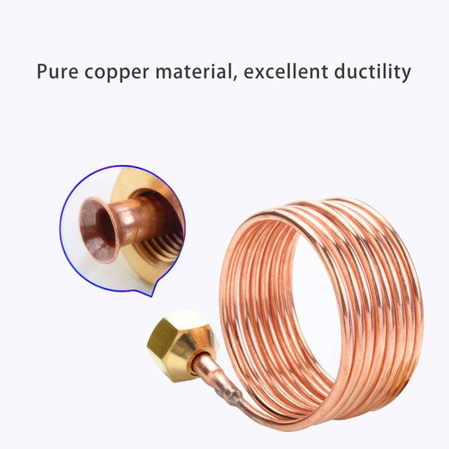 Skweawert Copper Pipe Soft Coil Copper Tubing ID×OD×Length:0.6×1.6×2000mm(1/32"×1/16"×6.56Ft) T2 Refrigeration Cuprum Tubing for Air Conditioners, Refrigerator, DIY Projects