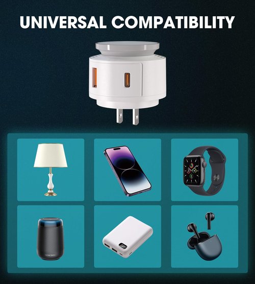 Ktrad Plug Charger Night Light with USB-C Fast Charging Port (PD 20W, 5V 3A) for Under Cabinet Lights, iPhone 16/15 and More - 2-Pack