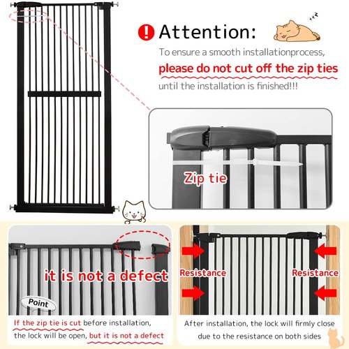 Lumizone Extra Tall Cat Gate 61.02" High Pressure Mounted Extra Wide 30.12"-34.05" (17Sizes) 1.37" Gap No Drilling Auto-Close Tall Pet Gate for Dogs (Black, 30.12"-34.05"/76.5-86cm)