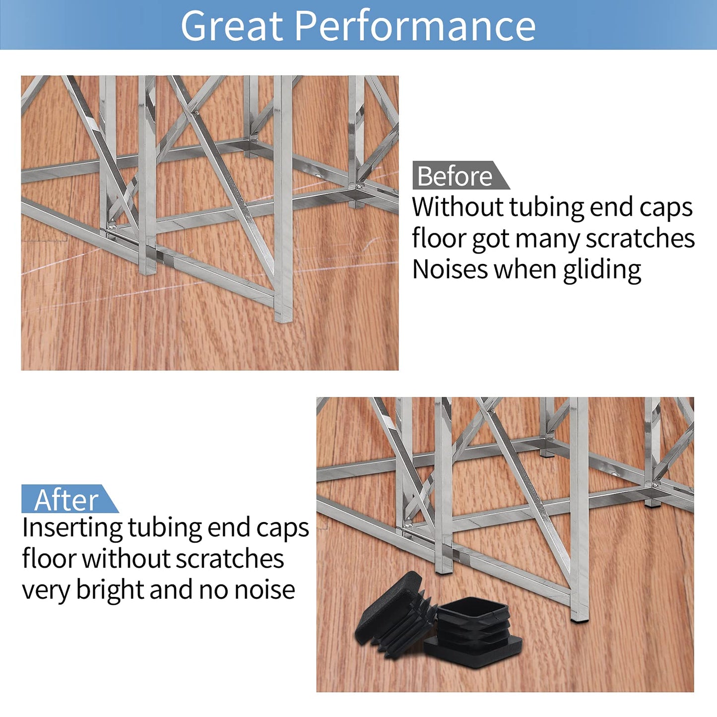 WZB 1 1x1 Square Tube End Cap Plastic Plugs 12 Pack, 1x1 1 Inch Square Tubing Plug 1x1 Tube End Caps Fence Post Pipe Cap Cover Tubing Insert Chair Glide Finishing Plugs, Black