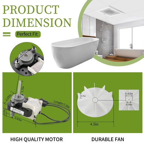Universal Bathroom Fan Motor Replacement by PANDEELS - SM550 Electric Vent Fan Motor Kit - Replacement for Nutone Broan 50 CFM 120V 3000 RPM - Replace C01575 65100 EM550 EM750