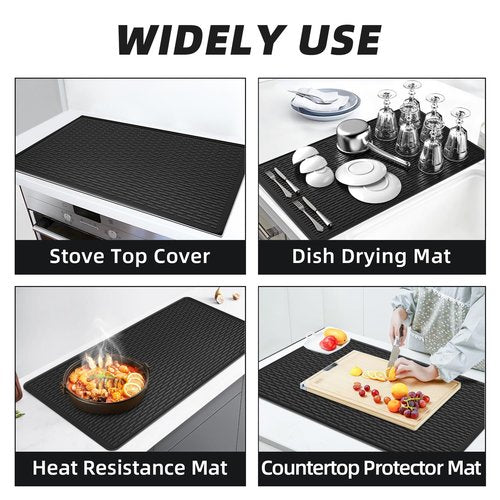 LOPNUR Electric Stove Cover for Stove Top, 36"x20.5" Silicone Stove Mat for Glass Top Stove Cover Protector, Heat Resistant Induction Cooktop Protector, Non-Slip Kitchen Glass Cooktop Protector, Black