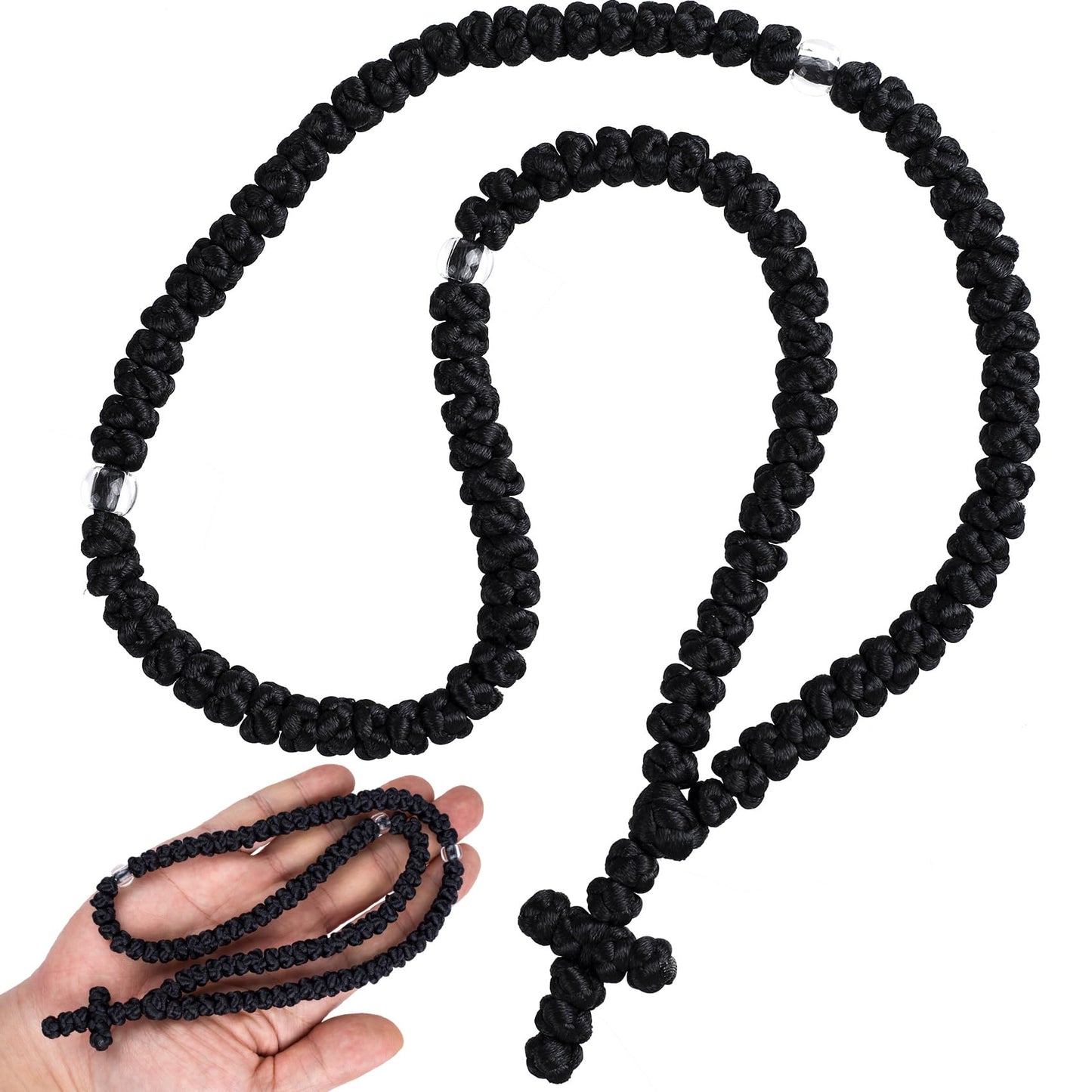 YANGWRshop Black Orthodox Prayer Rope, 100 Knots Prayer Rope Orthodox Christian, Orthodox Prayer Beads for Christian, Car Accessories (1 Pcs)