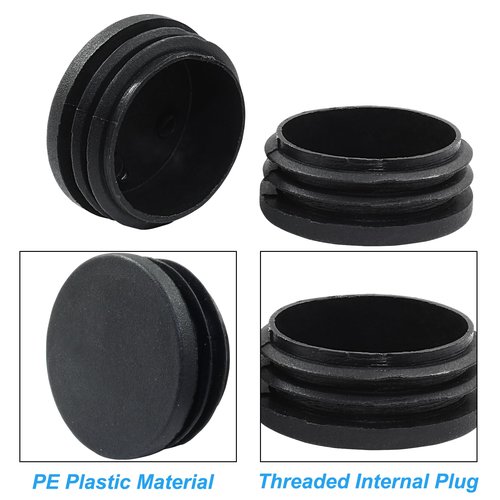 Kyuionty 4 Pack 1-3/4" Round Plastic Plug, Furniture Pipe Tube Cover Insert Tubing End Caps for Round Tubing Post, Pipe Post, Chairs (Black)