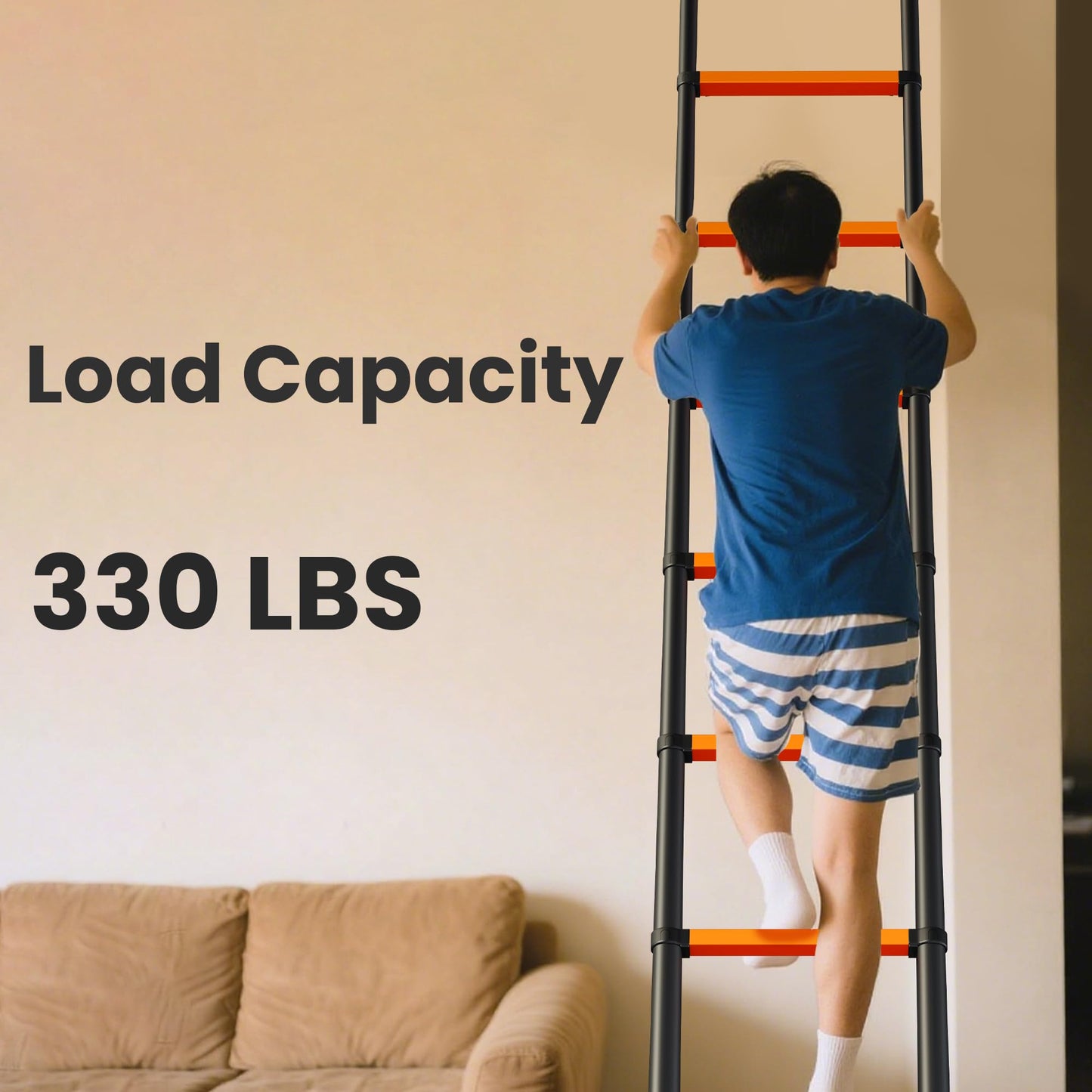 SINMEIRUN 16.5FT Telescoping Ladder, Portable Extension Folding Ladder, Multi-Purpose Compact Ladder for Household or Outdoor Work, 330lbs Max Capacity