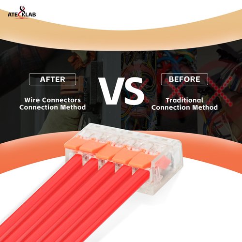 Lever Wire Connector Kit, 90 PCS Transparent Compact Splicing Wire Connectors, Push-in 2/3/5 Conductor Electrical Connectors Combination, Suitable for Wiring 26-12 AWG.