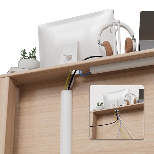 Cord Hider Raceway Kit, 78 inch Wall Cable Hider for 1-2 Cable, Silicone Material Hiding Wall Mount TV Powers Cords in Home Office, W0.75 H0.5in White