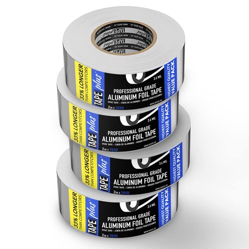 TapePlus Professional Grade Aluminum Foil Tape, 2 Inch by 70 Yards (210 Feet), Ideal for HVAC, Ducting Sealing & Patching Hot & Cold Air Ducts, Dryer, Exhaust, Metal Repair, and More