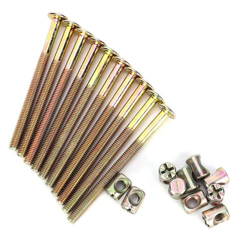 10 Pack M6 X 100mm Barrel Bolt Nuts, Chazcool Cross Dowel Set for Furniture Cots Beds Chair Crib Spare Connector Parts(100mm)