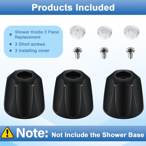 UCDETD Metal Shower Knobs 3 Piece Replacement, Compatible with Price Pfister Verve and Bathtub Shower Faucet Handle, Shower Knobs Include Hot/Cold/Diverter and 3 Screws (Matte Black)