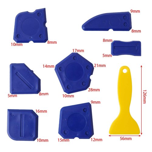 8-Piece Caulk Kit - Sealant Silicone Finishing Tools for Grout & Sealing (Blue)