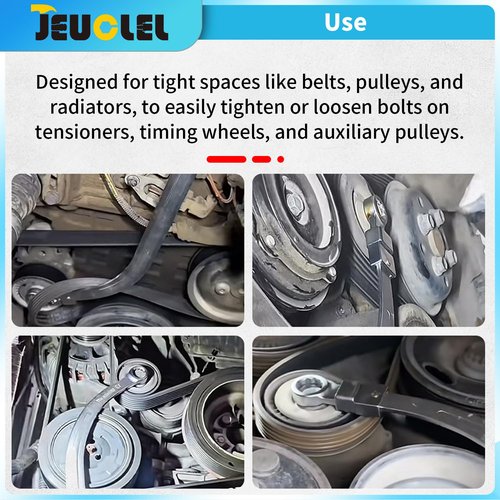 15PCS Universal Auxiliary Idler Belt Tensioner Pulley Removal Tool Kit, 12-Point 12-19mm (0.47"-0.74") Serpentine Belt Tension Pulley Wrench Set, Engine Timing Belt Tensioning Nut Bolt Screw Remover