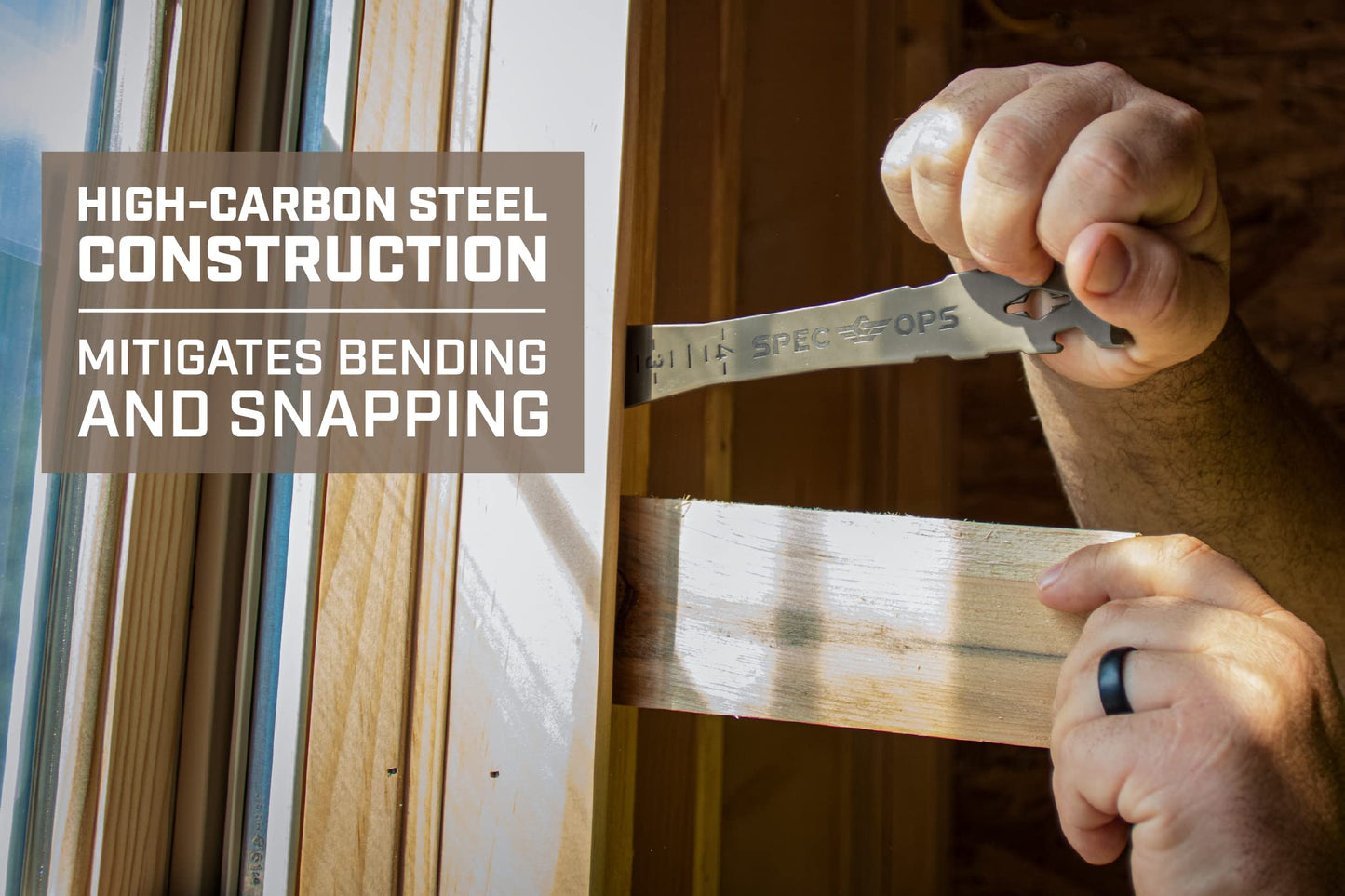 Spec Ops Tools 9.5" Trim Bar, Pry Bar, High Carbon Spring Steel, Built in Ruler and Pry Bar, Beveled Edges, Nail Puller, 3% Donated to Veterans, 2- Pack