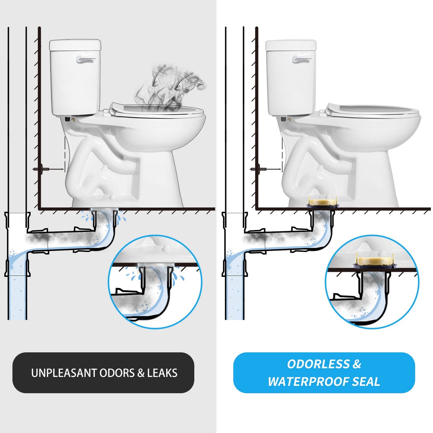 Toilet Wax Ring Replacement Kit, Wax Ring for Toilet Base with Brass Bolt for 3-Inch or 4-Inch Floor-Mounted Toilet Drain Pipe