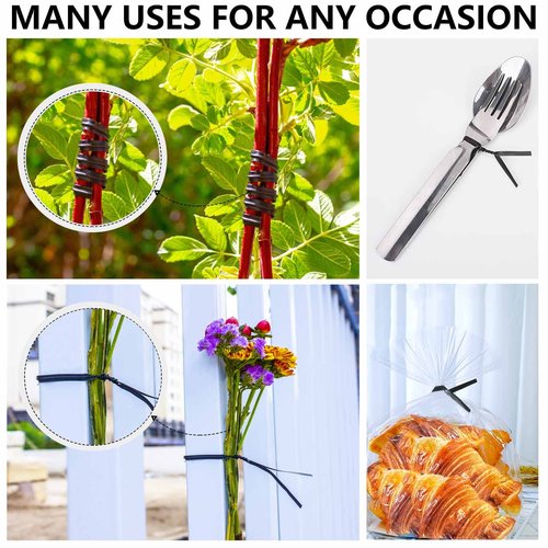 400 Pcs Twist Ties for Bags 5" Cable Ties Bag Twist Ties for Cord Twist Bread Ties Reusable Black Plastic Coated Ties Heavy Duty Bread Ties Twist Wire Ties for Household and Office Use