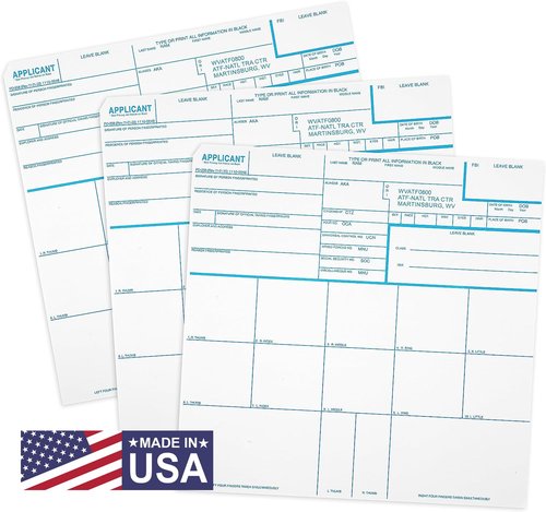 National Gun Trusts - Made in USA - FD-258 Fingerprint Cards 2025, 3 Pack - 11-1-20 Newest Version