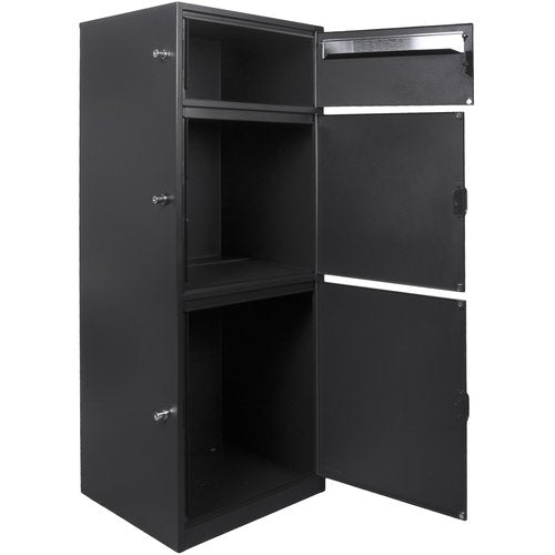 Barska Large Package Delivery Parcel Mail Steel Drop Box for Porch with Advanced Push Lock & Patented Shelf for Large Parcel