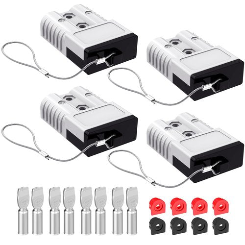 Malictele Anderson Connector, 175AMP 1/0AWG Battery Quick Connect w/Hard Cover 12V-36V Anderson Plug Winch Wiring Kit for Cable RV Truck Winch (4pcs)-Gray