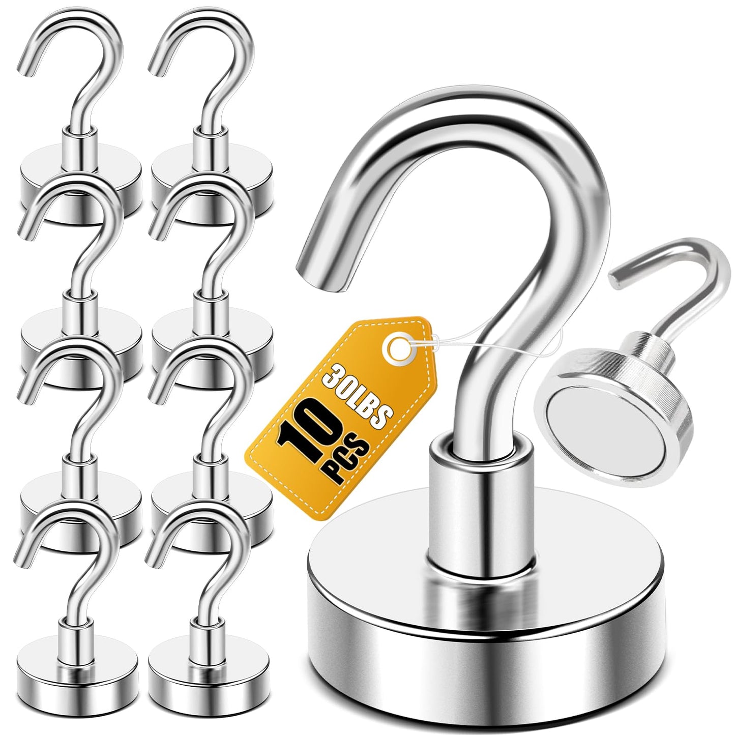 DIYMAG Magnetic Hooks, Strong Magents10 Pack 30lbs for Cuise Cabins Ship