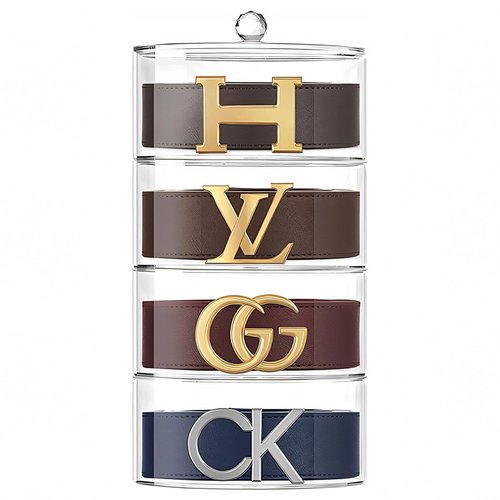 STUDIOMYO Acrylic Belt Organizer, 4-Layer Transparent Closet Accessories Organizer for Jewelry, Watches, Bracelets, Rings, Cosmetics