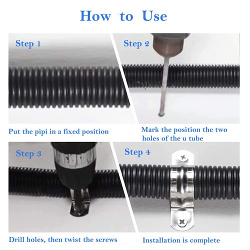 AKIHISA 10 Pcs 2 Hole U Tube Strap Clamp 304 Stainless Steel Rigid Pipe Strap Clamp ID 1/5Inch(5mm)
