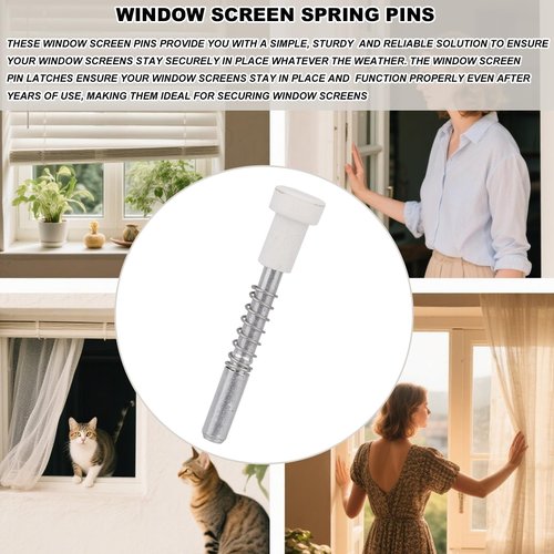 10pcs Window Screen Plunger Latches with Caps, 5/32" x 1-1/2" Aluminum Screen Retainer Pins Replacement Clips for Securing Window