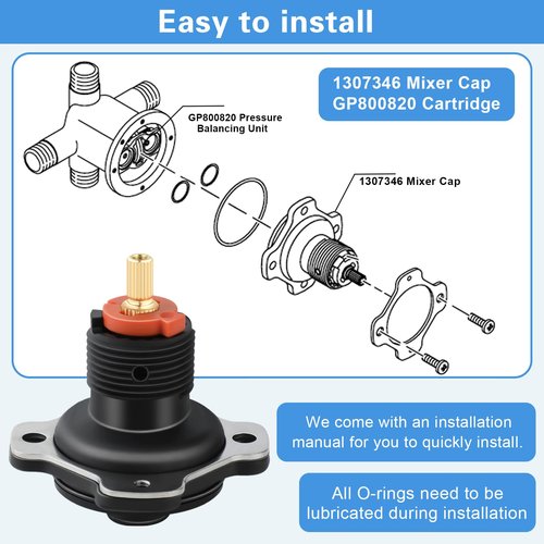 1307346 Mixer Cap Sp Kit and GP800820 Pressure Balancing Unit Cartridge Compatible with Kohler Shower Valve, Shower Cartridge Replacement Repair Kit for Rite-Temp and K-304 Shower Valve, Retro