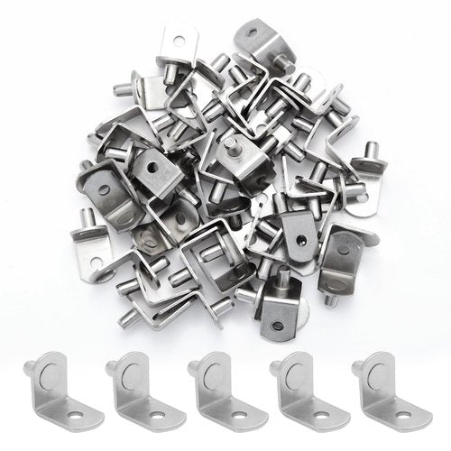50 Pcs Shelf Pegs Pins，6mm Upgraded Diameter L-Shaped Perforated Nickel Plated Shelf Pins, 6mm Cabinet Shelf Pegs for Shelves, Shelf Support for Bookshelf Kitchen Cabinet Shelf Pegs.