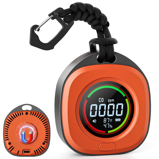 Portable Carbon Monoxide Detectors for Travel 3-in-1 Square Carbon Monoxide Monitor with 43 Detection Holes, RV CO Detector Alarm Temp/Humidity Sensor for Home, Camping & Travel Tent Car