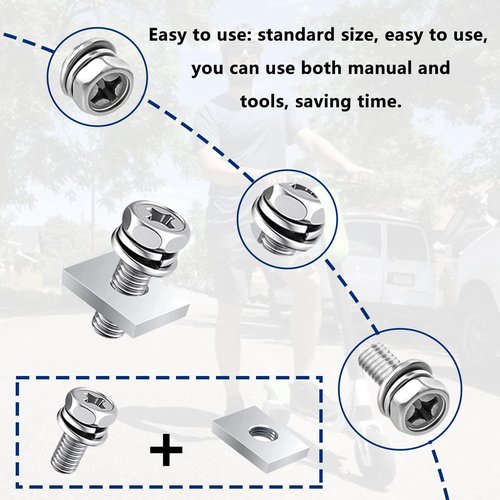 smseace 72Pack 304 Stainless Steel Battery Bolts and Nuts 5-Sizes M6x10/12/16/18/20mm ATV Battery Bolt Motorcycle Battery Terminal Screws with Square Nuts for ATV Battery Bolts and Nuts Square