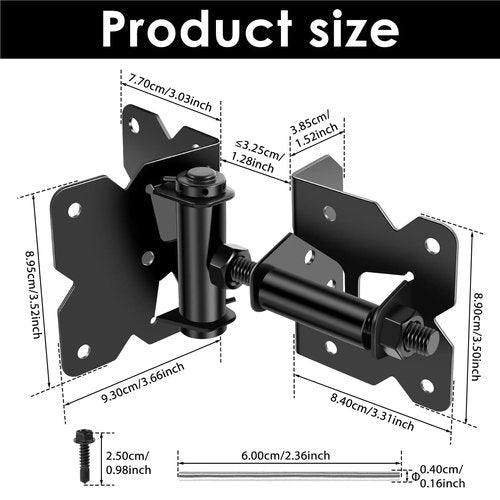 Self Closing Gate Hinges 4Pcs Iron Heavy Duty New Gate Hinge Adjustable Wooden Gate Hinge Hardware for Shed Fence Door