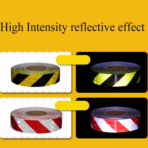 EDCWDTYYEC Hazard Warning Reflective Tape 5CM×20M Twill Safety Tape Waterproof Self Adhesive Barrier Tape Floor Marking Tape Tape (Color : Red+White)