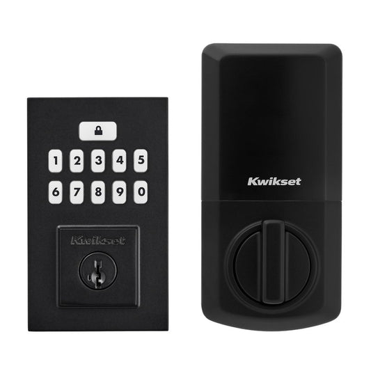 Kwikset SmartCode 260 Keyless Entry Electronic Keypad Deadbolt Door Lock with Auto-Lock, Custom User Codes, Advanced Security in Matte Black Contemporary