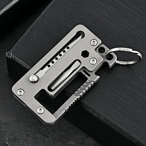 Titanium Multitool Keychain - 3-in-1: Box Cutter, Flathead Screwdriver, Bottle Opener, Durable EDC Gear