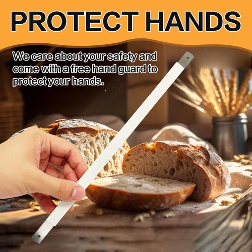 AAEJE 12 Pcs Bread Bow Knife Blades, 10.8" Serrated Stainless Steel blades with Screws, Screwdriver, and Safety Guard, Replacement for Wood Bread Cutter, Bow Bread Knife Replacement Blades