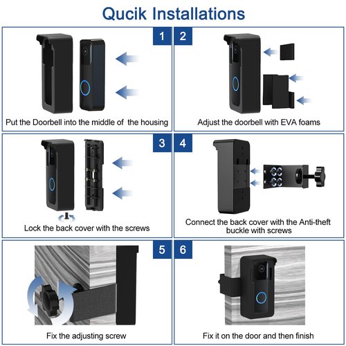 Anti-Theft Blink Doorbell Mount, No Drilling Blink Video Doorbell Camera Mount Compatible with Blink Video Doorbell Camera