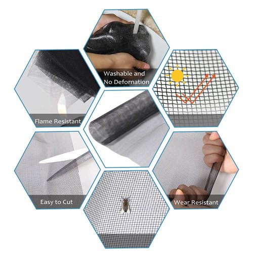 TOOLTRIZ Windows Screen and Screen Door Replacement, 48"x118" Durable Fiberglass Screen Mesh - Screen & Sliding Screen Door Repair for Patio & Window