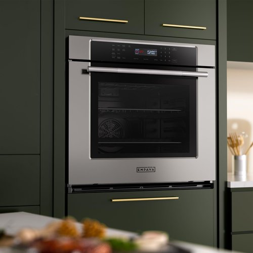 Empava 30 inch Electric Single Wall Oven with 10 Cooking Funcitons, Built-in Convection System with Screen Touch Control, Air Fry, Self-Cleaning, Stainless Steel