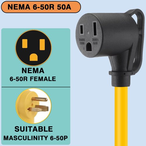 AMAKE NEMA L14-30P to 6-50R Generator Welding Machine Adapter Plug Power Cord,4 Plugs to 30 Amps RV Generator Adapter Cord,1FT 10AWG Heavy-Duty STW,for RV Generators