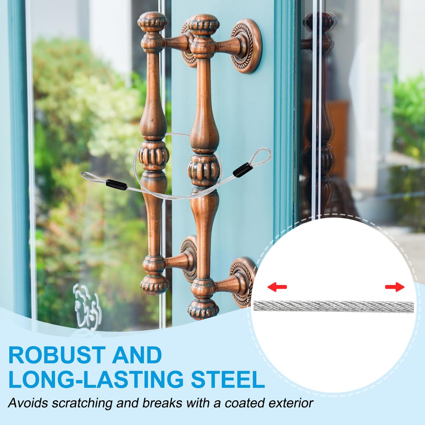 PATIKIL 3/16" Dia Vinyl Coated Stainless Steel Cable with Loops, 4ft (48") Flexible Wire Rope Security Chain Lanyard Lock for Outdoor Stage Lighting Luggage Lock, Transparent