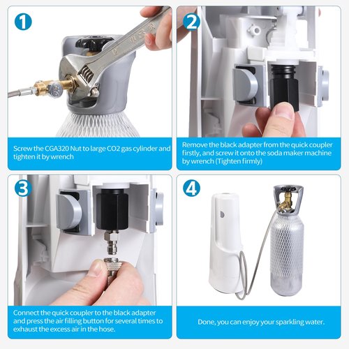 GURUDAR CO2 Cartridges CO2 Tank Direct Adapter with 60Inch High Pressure Hose, CGA320 CO2 Cylinder to Sparkling Water Maker Soda Maker direct Connector for SodaStream Drinkmate Aarke