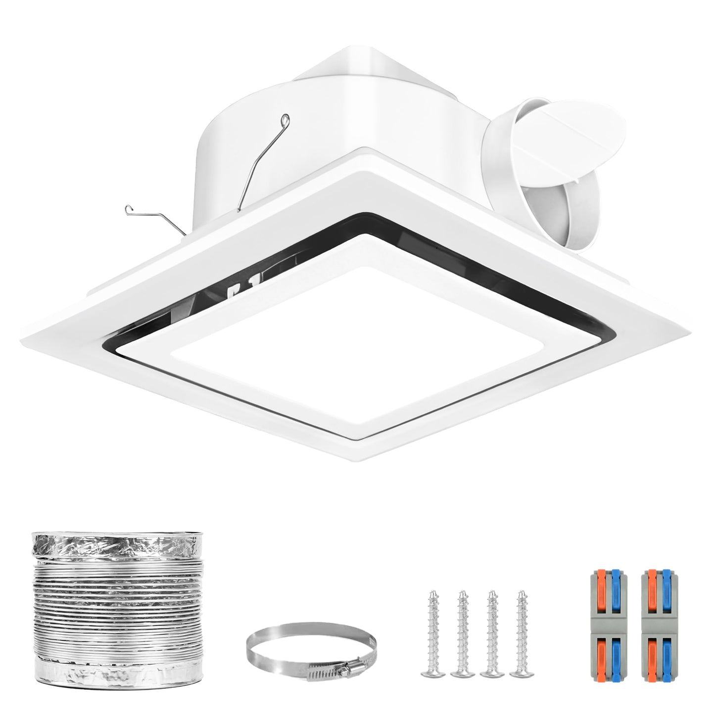 Orvexa Bathroom Exhaust Fan with Light, 140 CFM 1.0 Sone Quiet Bathroom Fan with Light, 12" x 12" Panel, 10" x 10" Ceiling Opening, 4" Duct, 6500K 1200LM LED, Independent Fan & Light Controls
