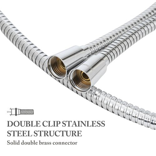 Shower Hose, 59inches Stainless Steel Extension Handheld Shower Head Wand Hose Replacement With Flexible And Brass Insert （Chrome）