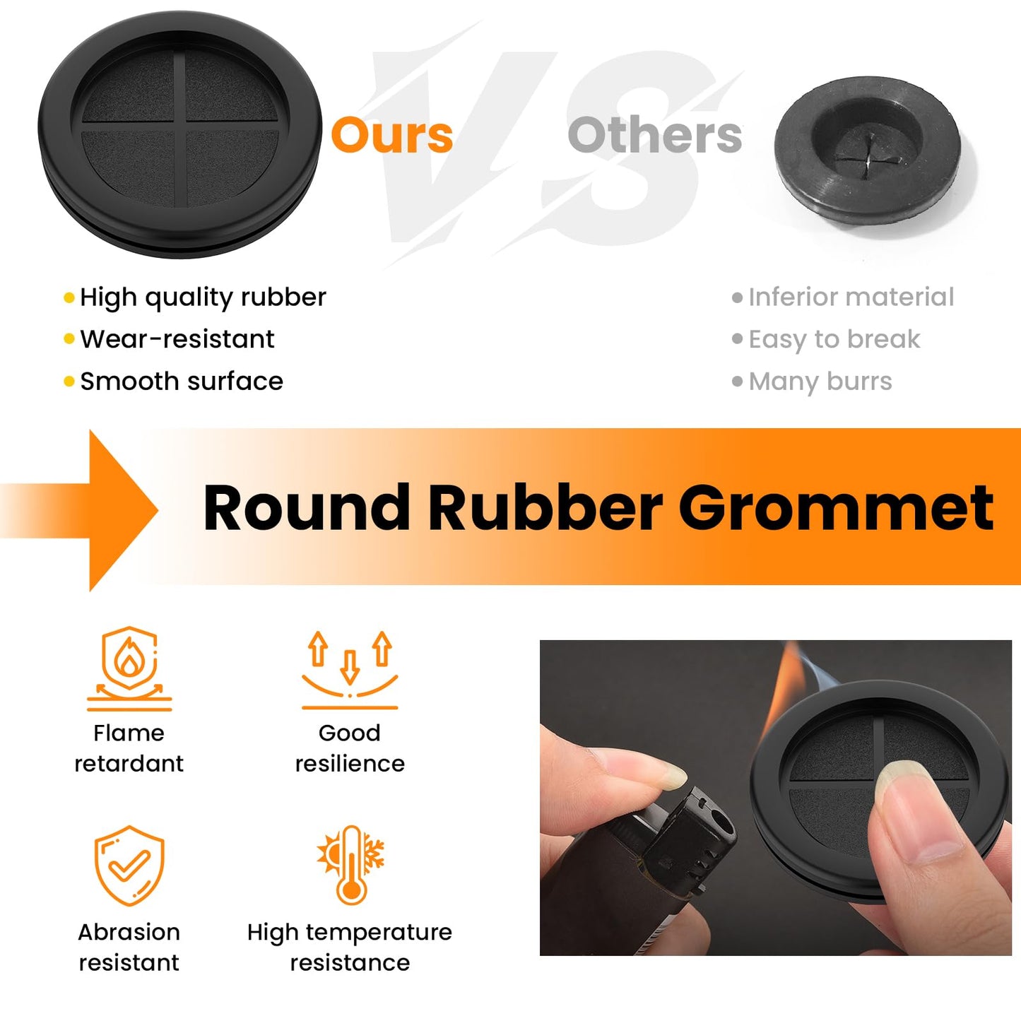 Firewall Rubber Grommets 1-11/16" ID 2" Drill Hole Double-Sided Hole Plugs for Wire Protection - 4 PCS