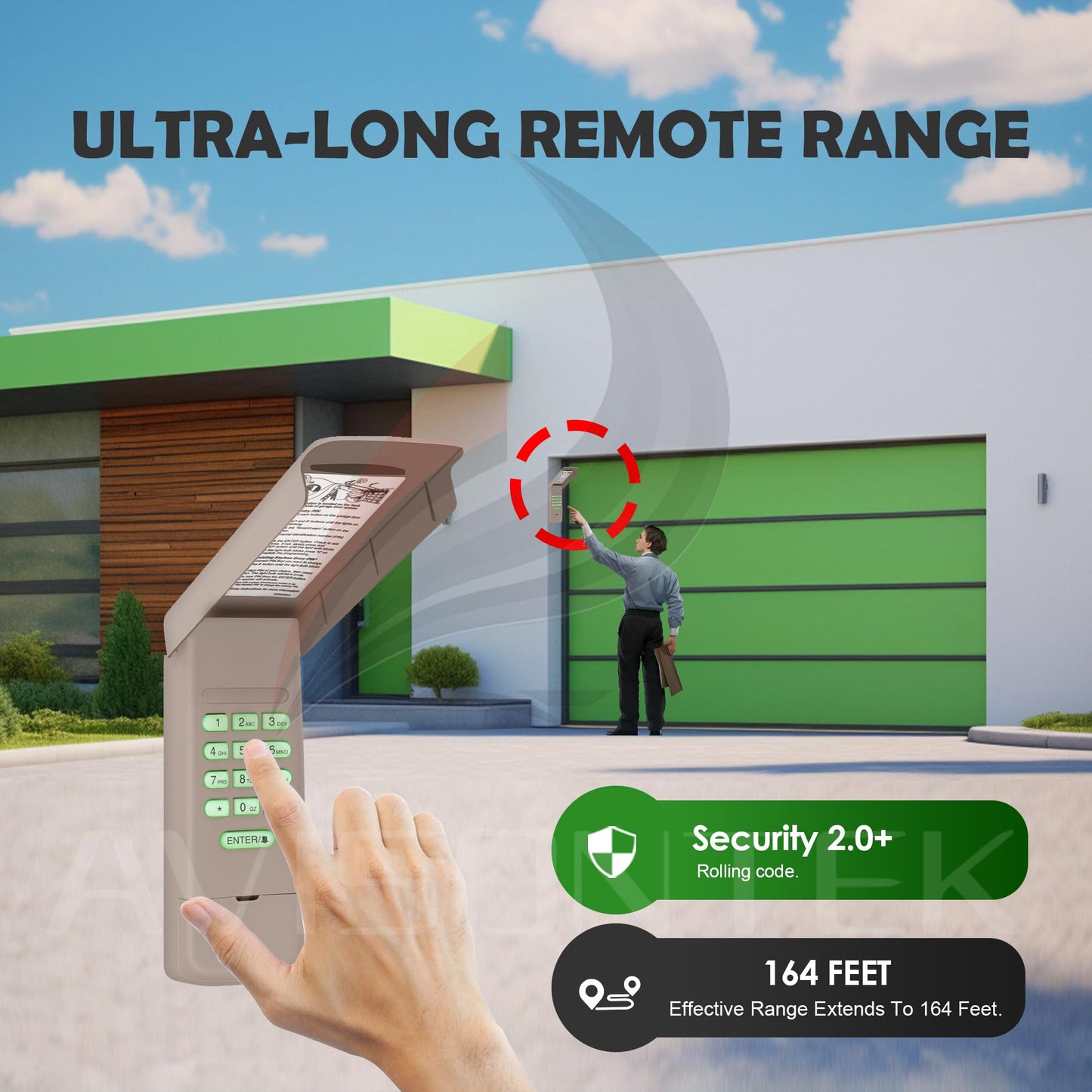 Avisontek for LiftMaster 878Max 877LM Universal Garage Door Opener Keypad FCC Certified 3-Year Warranty