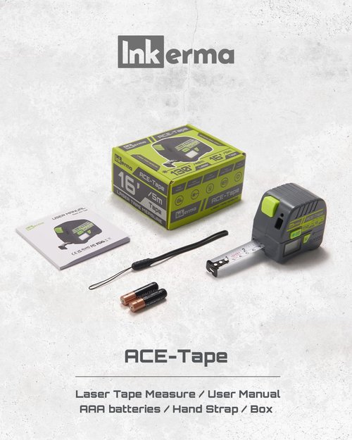 2-in-1 Laser Tape Measure, Inkerma 130Ft/40m Laser Measurement Tool & 16Ft/5m Measuring Tape, Digital Laser Tape Measure with M/in/Ft/Ft+in Units, LCD Display, Self-Locking Tape, Belt Clip