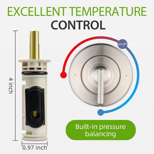 1222 Replacement Cartridge Kit for Moen One Handle Posi Temp Faucet, Compatible with Moen Bathtub & Shower Valve Cartridge, Durable Brass & Plastic Construction