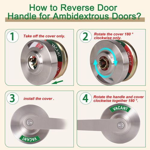 Euvovito Brushed Nickel Commercial Door Handle, ANSi Grade2, Vacant Occupied Bathroom Door Handle Lock, Commercial Privacy Lever Door Handles with Occupancy Indicator