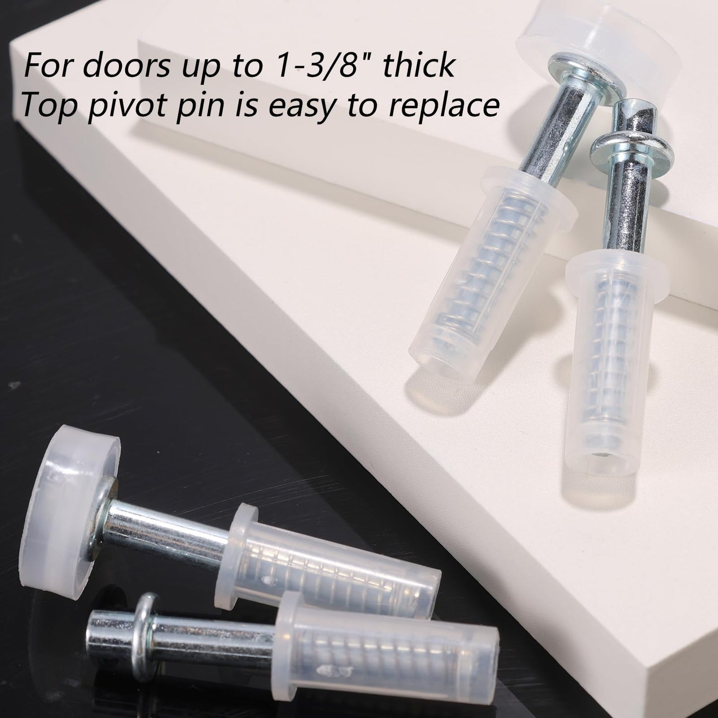 4 Pcs Bi-Fold Door Top Roller Guide Wheel and Top Pivot, Spring Loaded Bifold Closet Door Pivot Pin Folding Closet Repair Kit for Barn & Sliding & Cabinet Repair