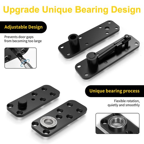 Heavy Duty Hidden Pivot Hinge - 570LB Load Bearing, 360° Rotation Invisible Door Hinge for Murphy Door Kit, Bookcase, Secret Door & Cabinet, Includes Hardware Kit (Black, 2 Pack)